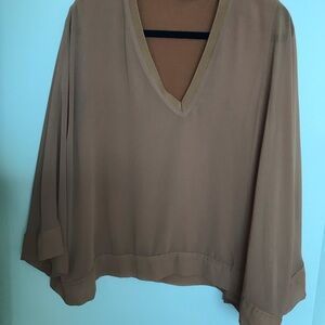 Zara Tan V-Neck Blouse